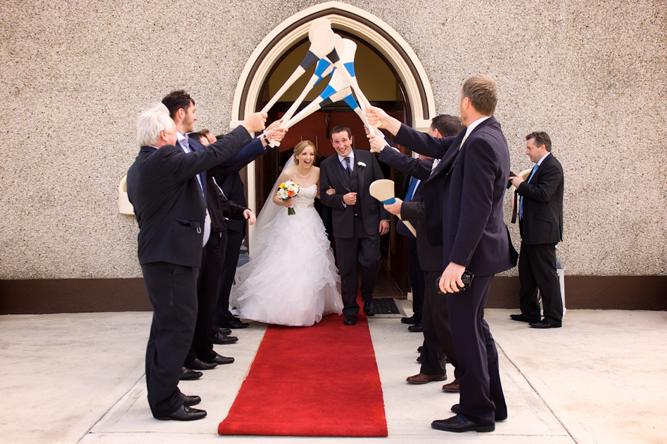 irish wedding hurls church
